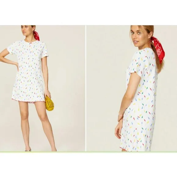Rachel Antonoff White Preppy Print Fitz Short Sleeve Tee Dress Size Medium - Picture 2 of 9